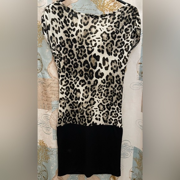 Bella D Vintage Paper Tag 80’s Leppard Print Dress Mini Faux Leather Womens Med - Picture 5 of 7